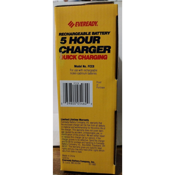 VTG Eveready Rechargeable Battery 5 Hour Charger Quick Charging Model FCC8-PA - Picture 4 of 5